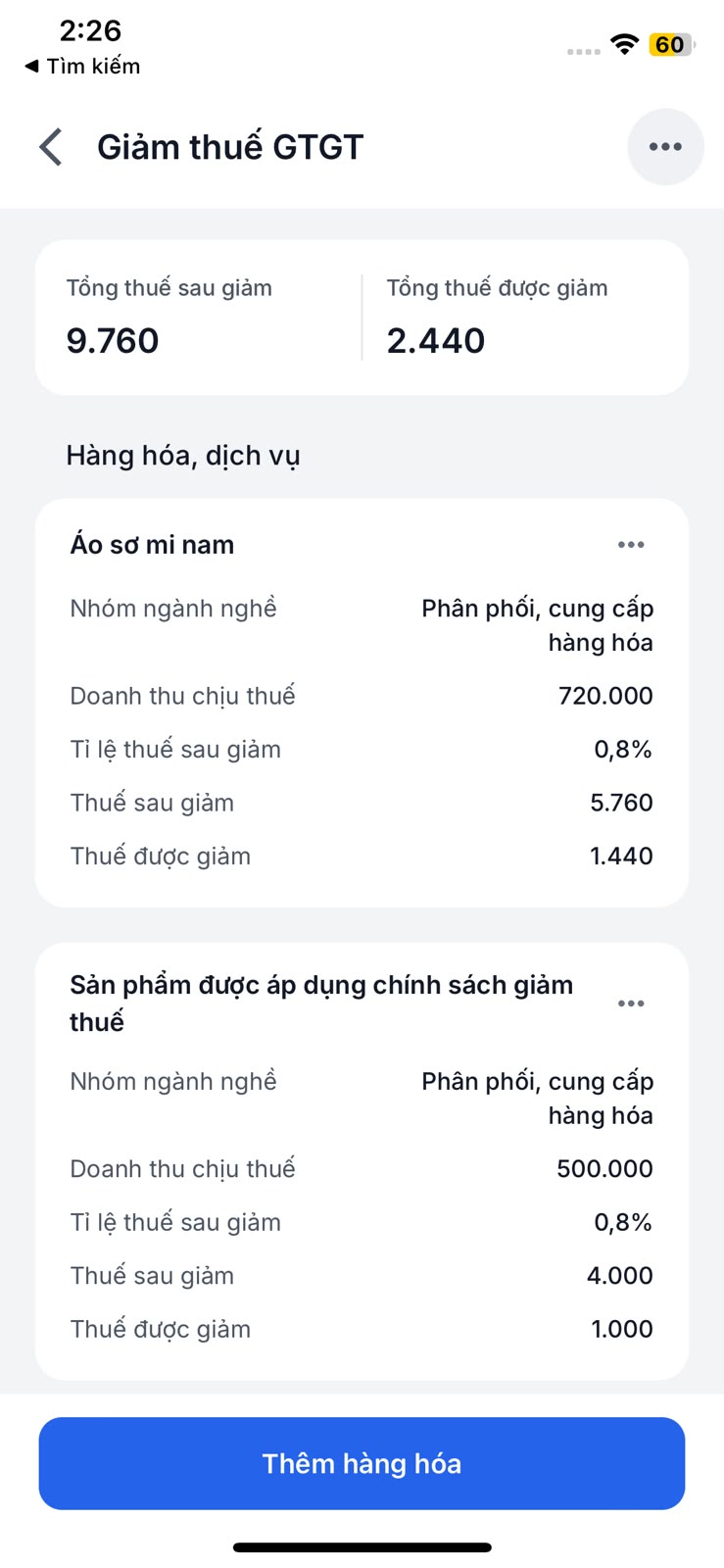 Danh sách hàng hóa và dịch vụ trong phụ lục Giảm thuế GTGT
