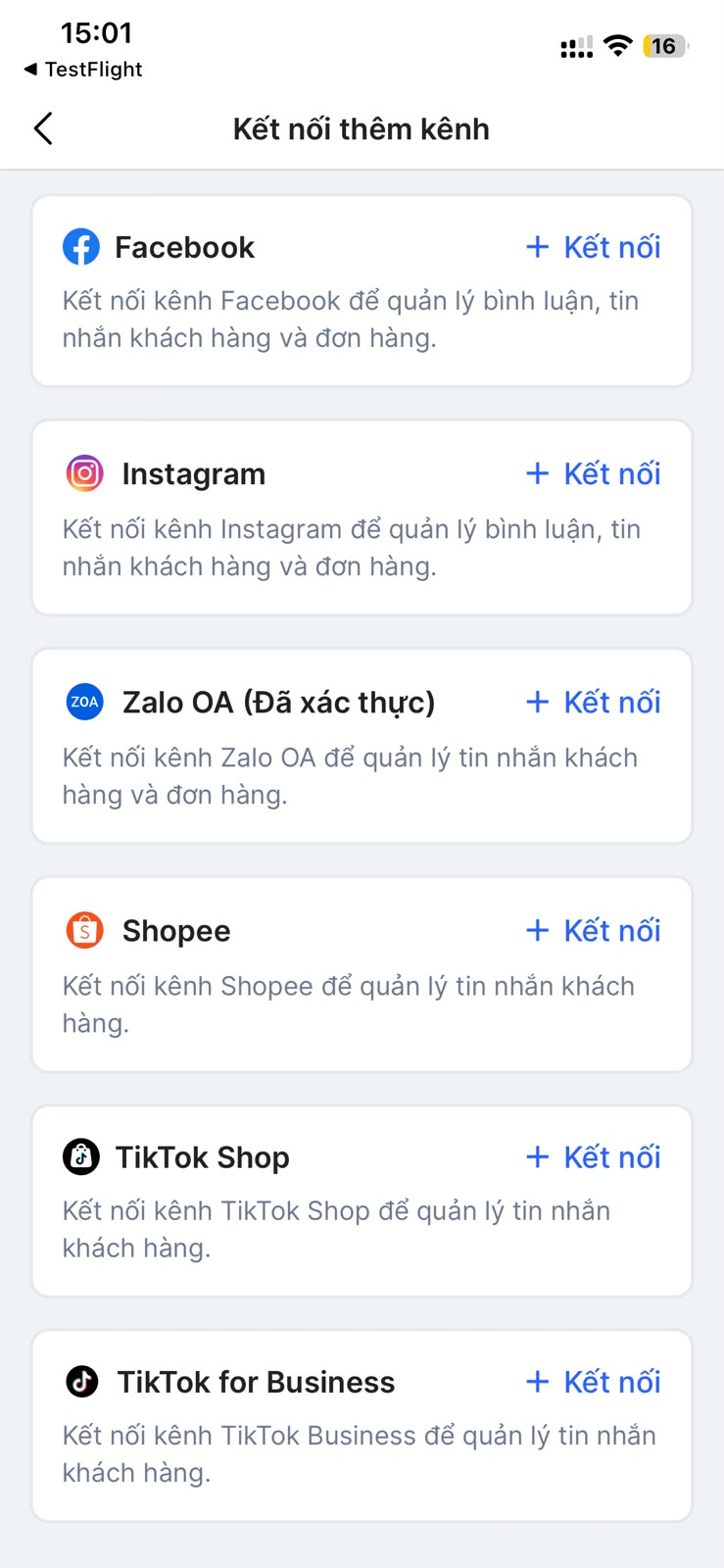 Kết nối TikTok Shop trên mobile