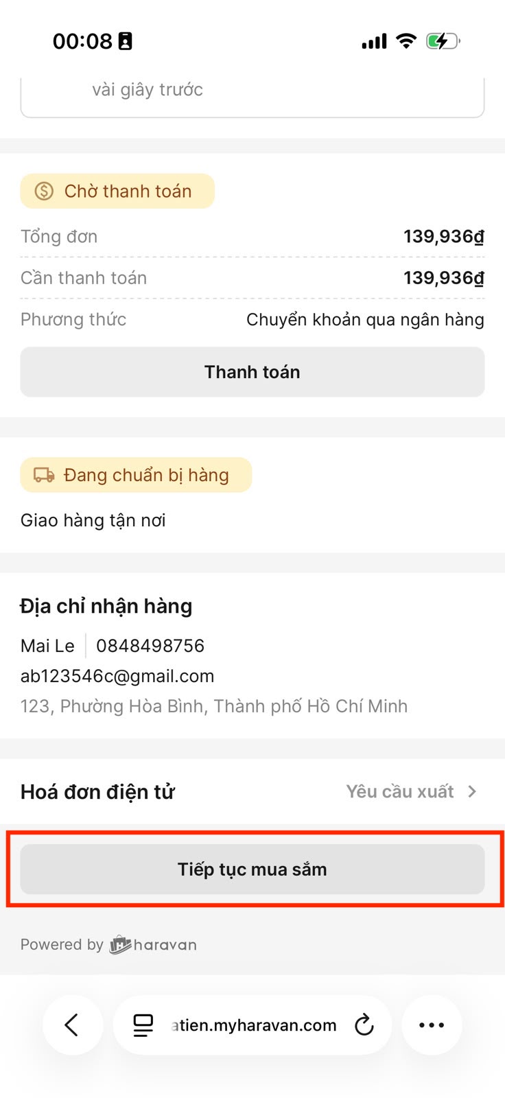 CTA Trở lại trang chủ trên trang cảm ơn