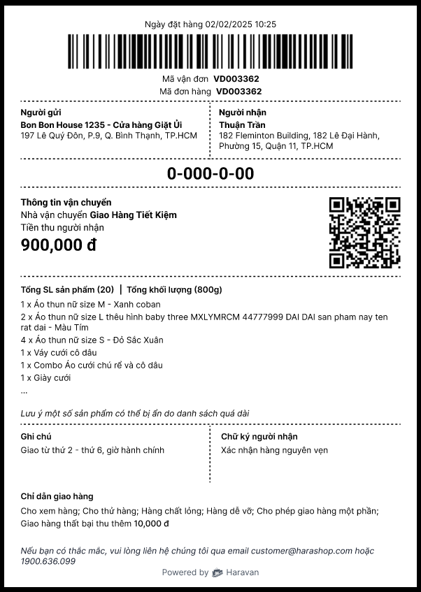 Mẫu in vận đơn mới