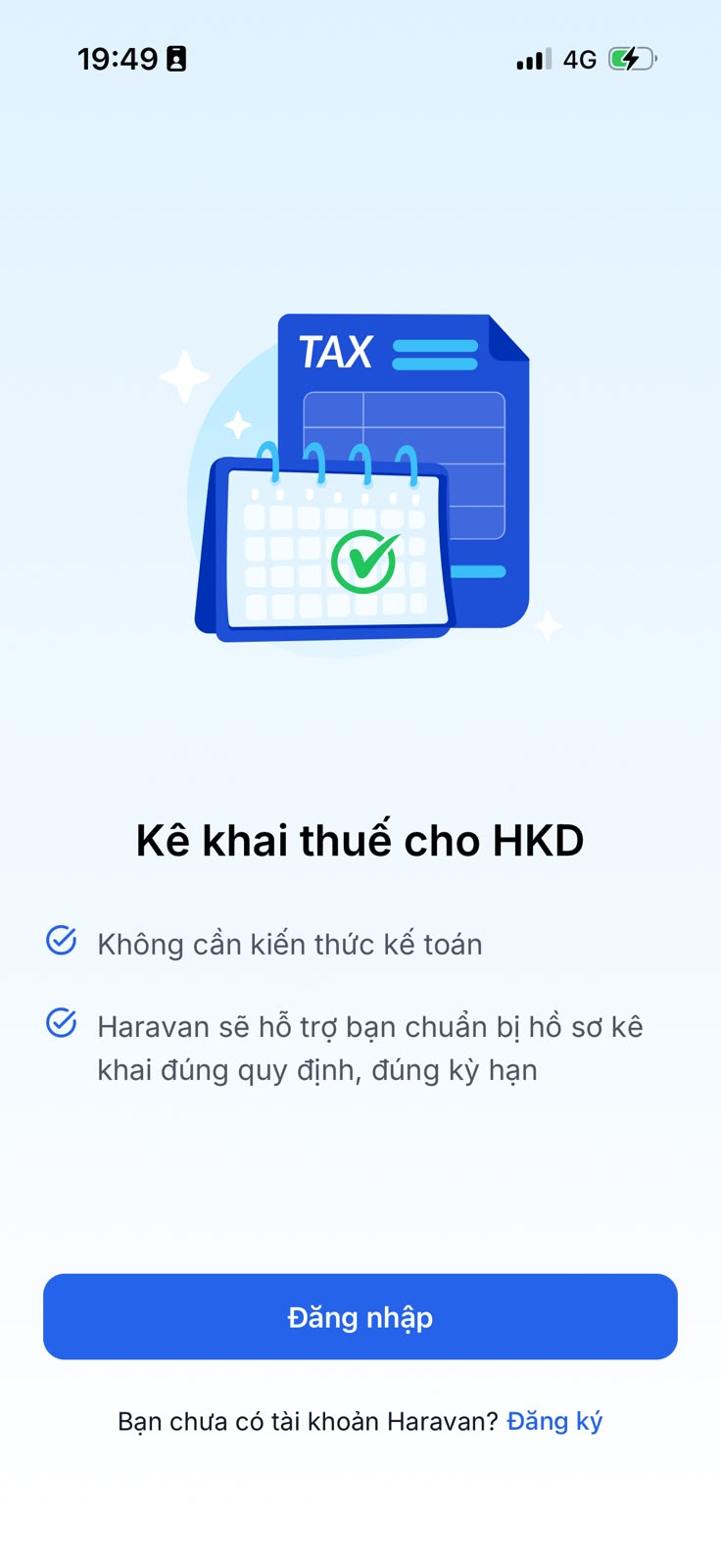 Lối vào đăng ký tài khoản trên eTax Mobile