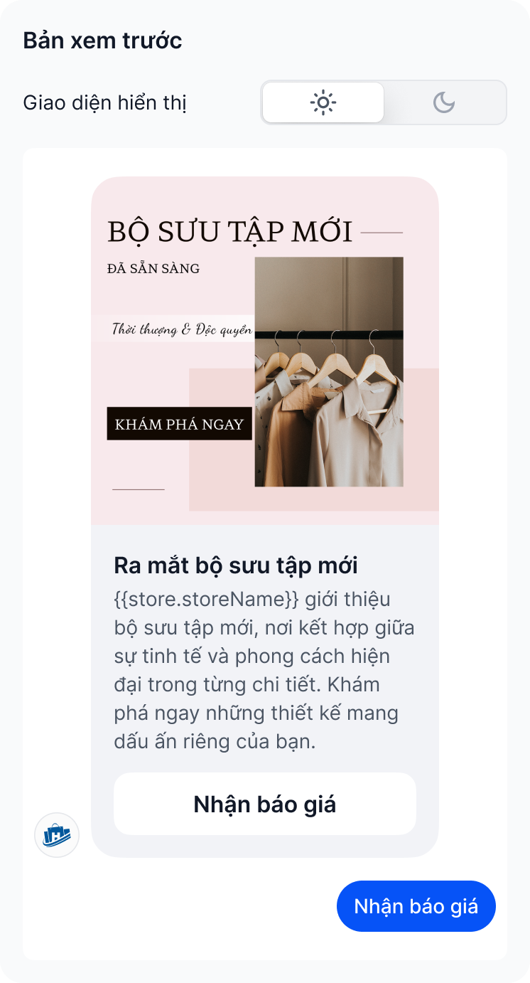 Bản xem trước nút tương tác nhanh trên Messenger
