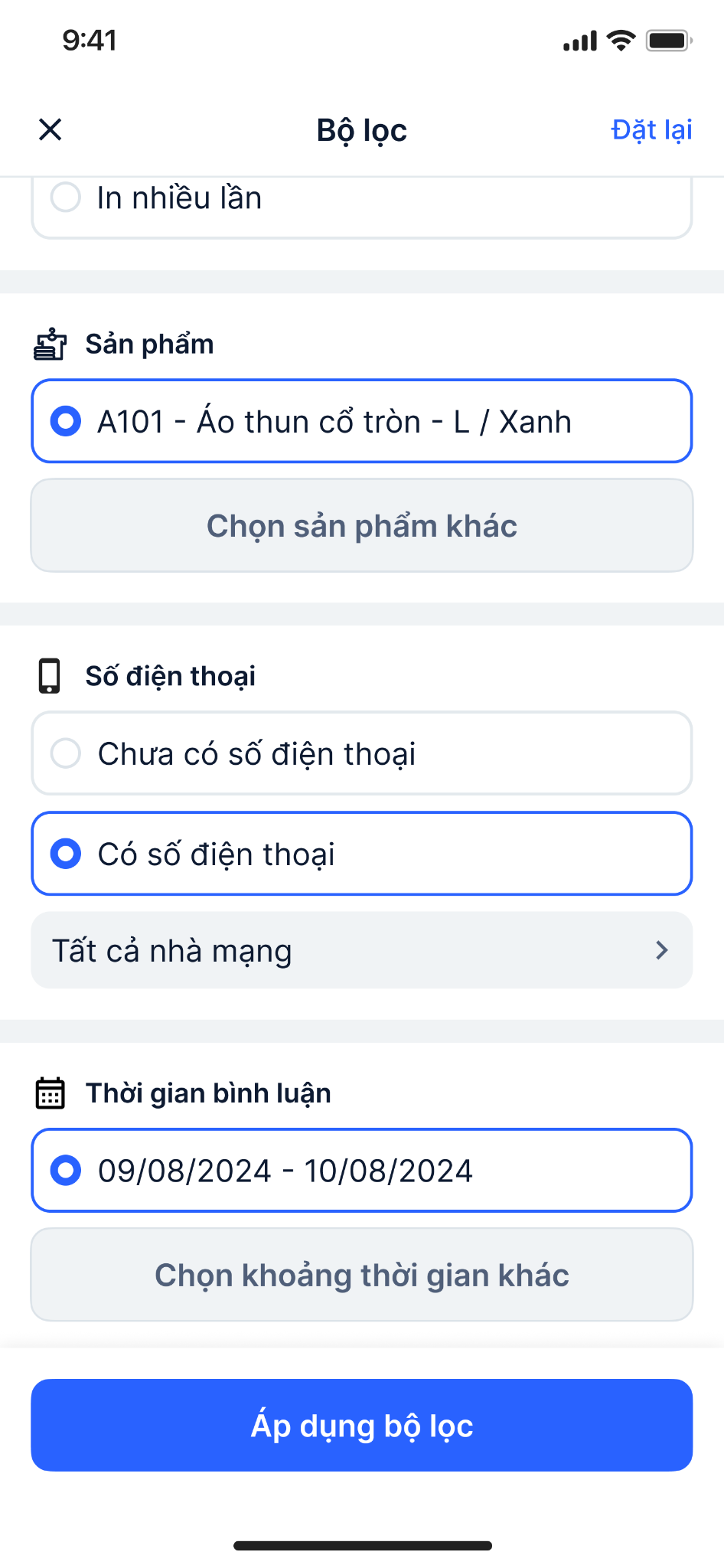 Tổng số khách hàng theo bộ lọc trên màn hình Chốt đơn